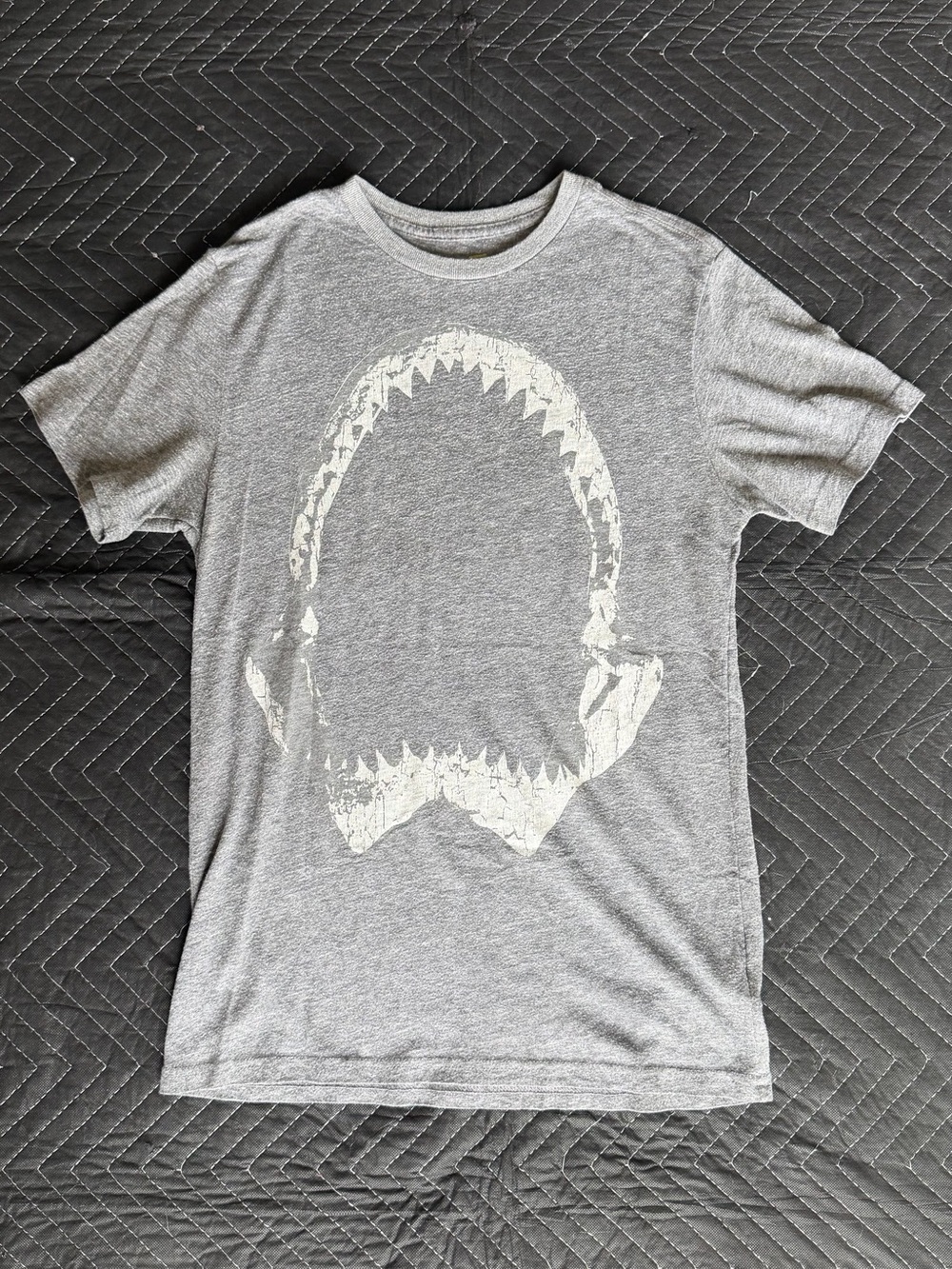 National Geographic Gray Short Sleeve Tee with White Shark Jaw Graphic